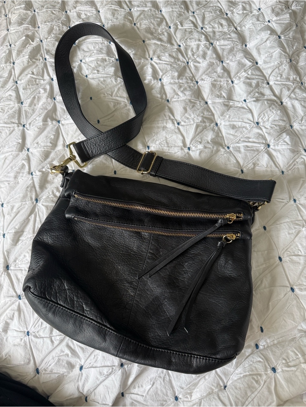 Margot Black Leather Crossbody Bag